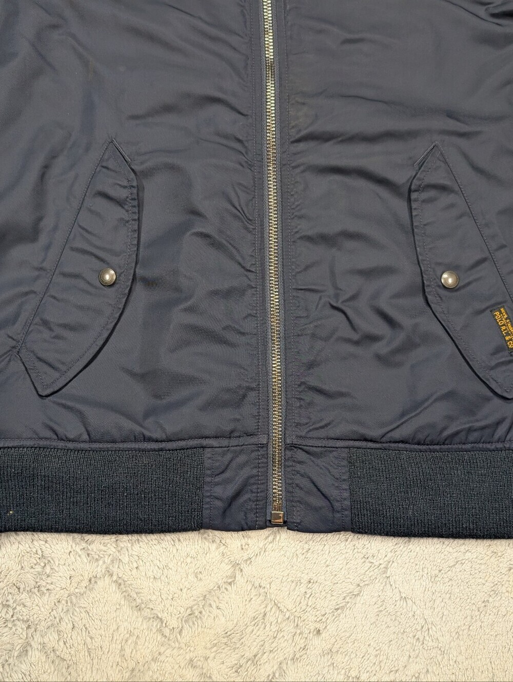 Polo Ralph Lauren Jacket Mens L Blue Navy MA-1 Bomber Aviator Flight Nylon - Picture 4 of 9